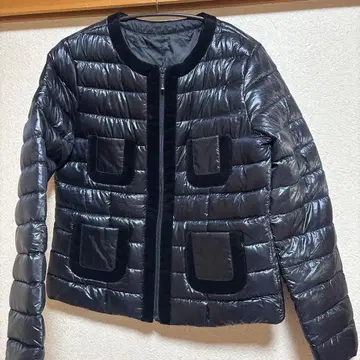 블랙 퀼팅 다운 자켓