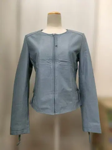 ROBO TREND 블루 양가죽 가죽 자켓 노카라