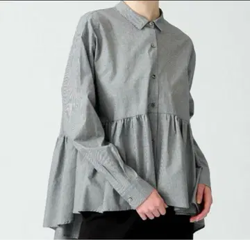 mizuiro ind 미즈이로 인드 글렌체크 개더 셔츠 플레어