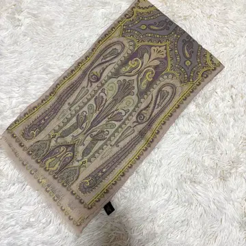 에트로 ETRO 울 실크 스카프 머플러 페이즐리 패턴 핑크 보라색 계열