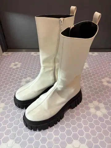 Narcissus 트랙터 슈즈 부츠 화이트 36 통굽