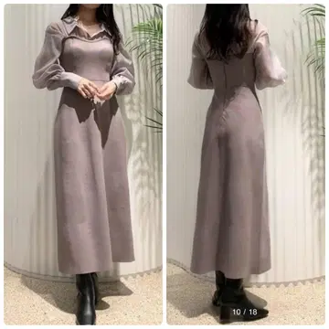 새상품급 SNIDEL 스나이델 도킹 니트 원피스 오버 셔츠