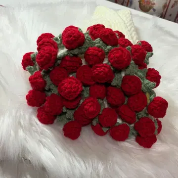 장미꽃 담요 핸드메이드 크로셰 뜨개질 무릎담요 꽃다발