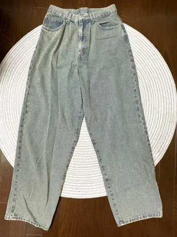 그레이 와이드 레그 데님 하이웨스트