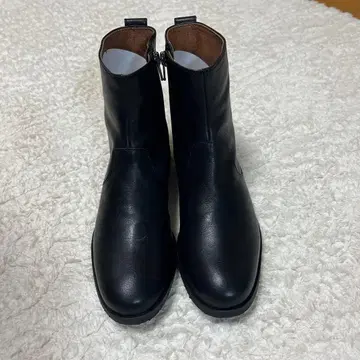 블랙 천연 가죽 숏부츠