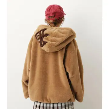 RODEO CROWNS 인조 모피 후드티 후드 부착 자켓 블루종