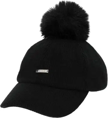 데상트 골프 퍼 폼폼 포함 블랙 니트 캡