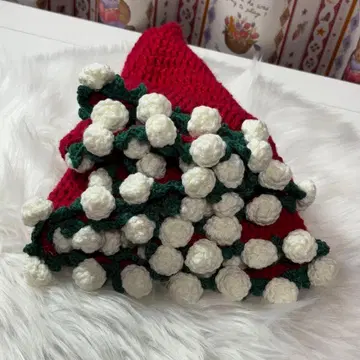 장미 꽃 핸드메이드 크로셰 뜨개질 무릎담요 꽃다발