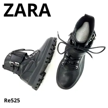 자라 새상품급 숏부츠 사이드 지퍼 스트랩 트랙 밑창 EU36