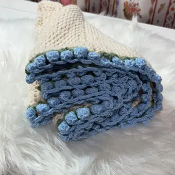 튤립 꽃 핸드메이드 크로셰 뜨개질 무릎담요 꽃다발