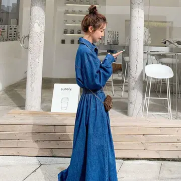 L 데님풍 원피스 성숙/러블리 루즈핏 실루엣 외출 코디