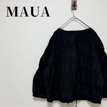 MAUA 오버 사이즈 티어드풍 개더 블라우스 노카라 블랙
