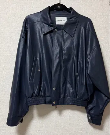 LADY VOLUME 가죽 자켓 네이비 ALAND