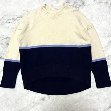 TOMORROWLAND 캐시미어 혼방 바이컬러 보더 긴팔 니트 스웨터