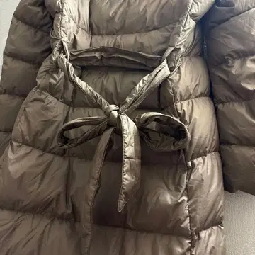 유니클로 카멜 베이지 롱 후드 부착 다운 자켓 다운 M