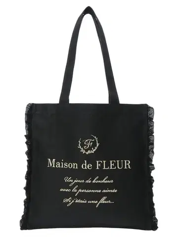 메종 드 플뢰르 캔버스 프릴 스퀘어 토트백