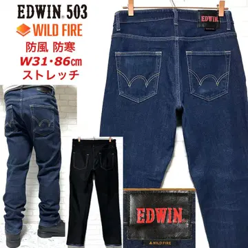 EDWIN 503 와일드 파이어 보온 방풍 스트레치 데님 바이커 팬츠