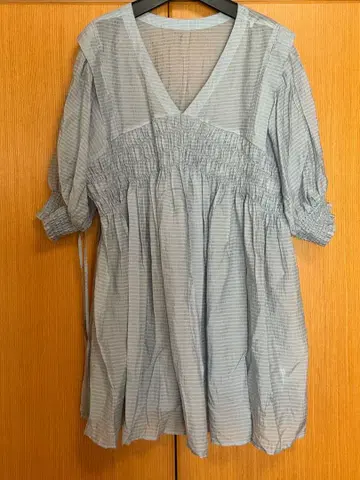 KBF 2WAY 셔링 미니 원피스 라이트 블루