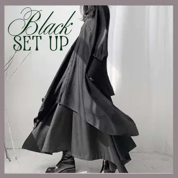 블랙 셔츠 셋업 모드 락 플레어 병약미 모노톤 펑크