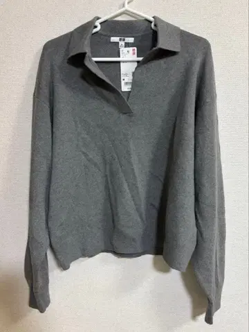 유니클로 스무스 코튼 릴랙스 폴로 스웨터 gray M