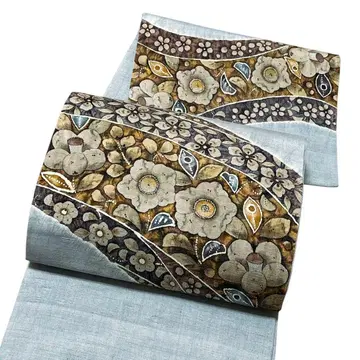 A 후쿠로 오비 작가물 큰북 츠지카 꽃  순수 실크 새상품급 포멀