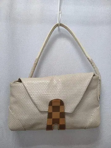 히로코하야시 베이지 가죽 핸드백