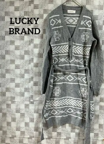 귀여운 LUCKY BRAND 기하학 패턴 그레이 롱 니트 원피스