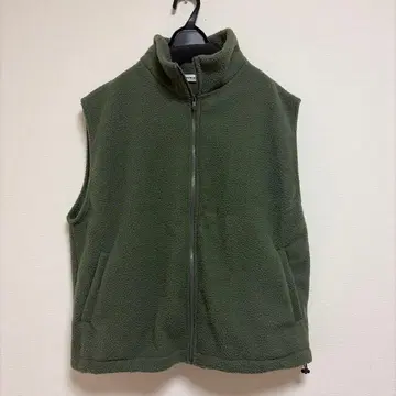 올리브 그린 플리스 베스트 L 사이즈