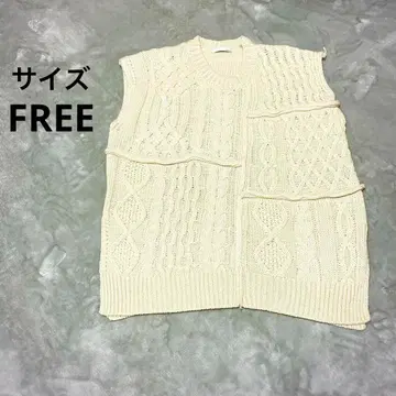 [ AUNT MARIE'S ] 니트 베스트 내추럴 아이보리 FREE