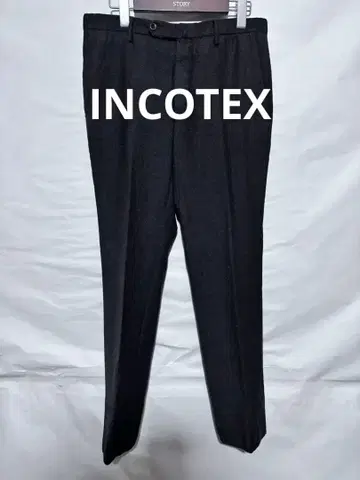 INCOTEX 슬림핏 플란넬 슬랙스 차콜 그레이 46