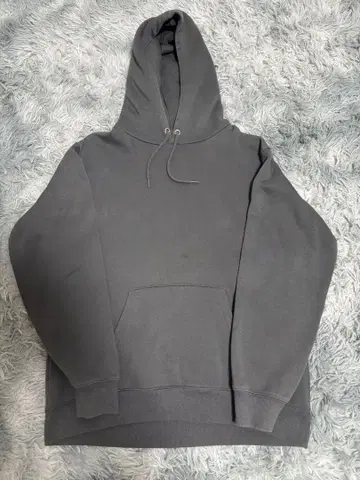 그레이 후드 부착 후드 맨투맨