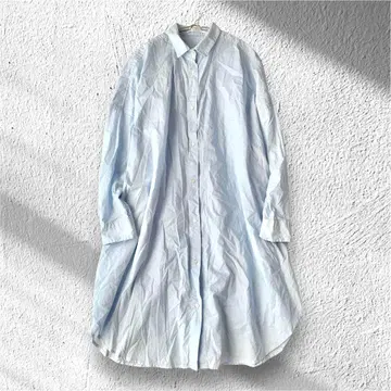 [ 아메리칸 홀릭 ] 셔츠 원피스 라운드 헴 면 100% 풀 버튼 F