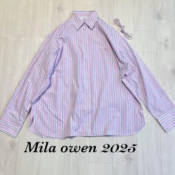 Mila owen 새상품급 리본 포함 스트라이프 오버 셔츠