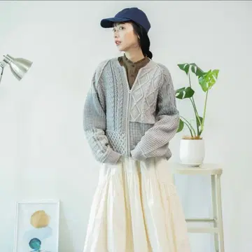 프릭스스토어 케이블 패치워크 지퍼 가디건