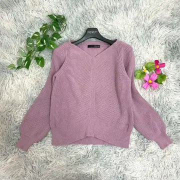 [ 22 OCTOBRE ] 니트 스웨터 (2) V넥 상의 긴팔 보라색