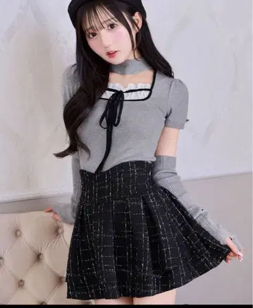 미셸 마카롱 트위드 스커트 슬림 레그 스커트 M 사이즈