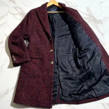 [ 미사용급 ] 미츠미네 트위드 체스터 코트 빨간색 네이비 L