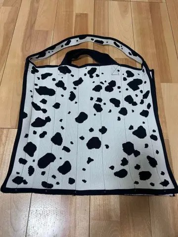 [ KNT365 ] 달마시안 패턴 니트 토트백