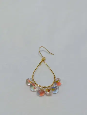 미국제 티어드롭 비즈 오버 레인보우 물방울 골드 컬러 귀걸이