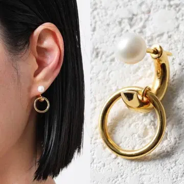 [ 마리아 블랙 ] 한쪽 귀걸이 세트 실버 펄