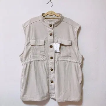 [ 미사용 새상품 ] 슬리브리스 자켓 코듀로이 포켓 부착 3L