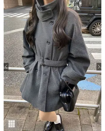 [택 포함!미사용 새상품] GRL 벨트 포함 멀티 Way 페이크 울 코트