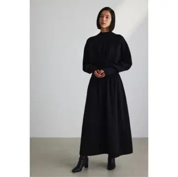 스타일 믹서기 허리 개더 니트 원피스