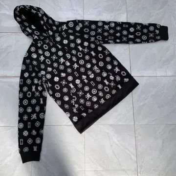 후드티 후디 일본풍 패턴 올 패턴 풀오버 긴팔 블랙 성인 캐주얼