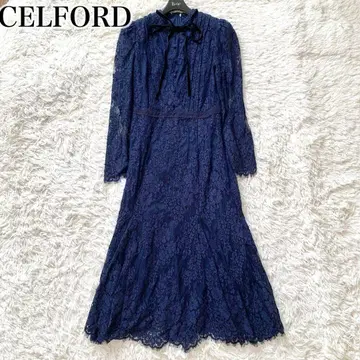 미사용급 셀포드 현행 원피스 보타이 리본 레이스 드레스
