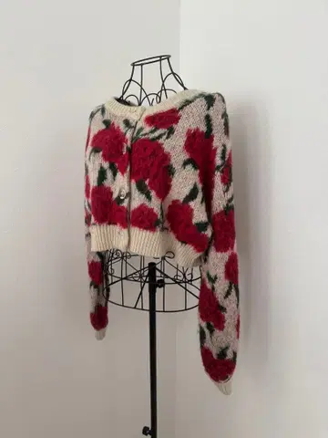 패턴 2WAY 가디건 니트 / 빨간색 니트