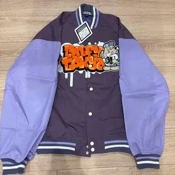 완판템 바시티 자켓 퍼플 갈피 완완 낙서 바시티 자켓