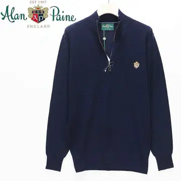 [아란 페인] 미사용 고급 메리노울 하프 지퍼 스웨터 38(M)