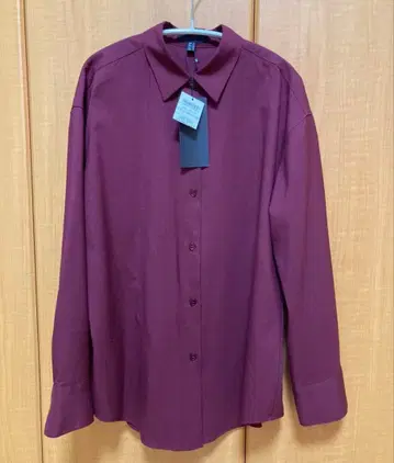 ICB 울 긴팔 블라우스 보르도 루즈핏 M