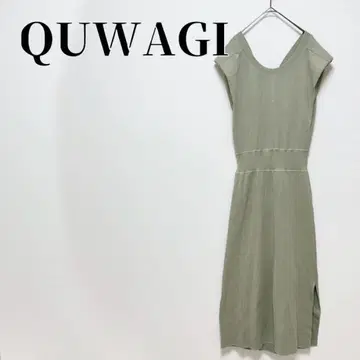 QUWAGI 롱 원피스 프렌치 슬리브 슬릿 사이즈 38(M)